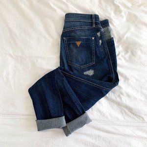 GUESS 1981 Patched High-Rise Skinny Jeans in Medium Wash - Size 28